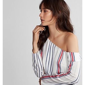 Express Striped One Shoulder Blouse - Large